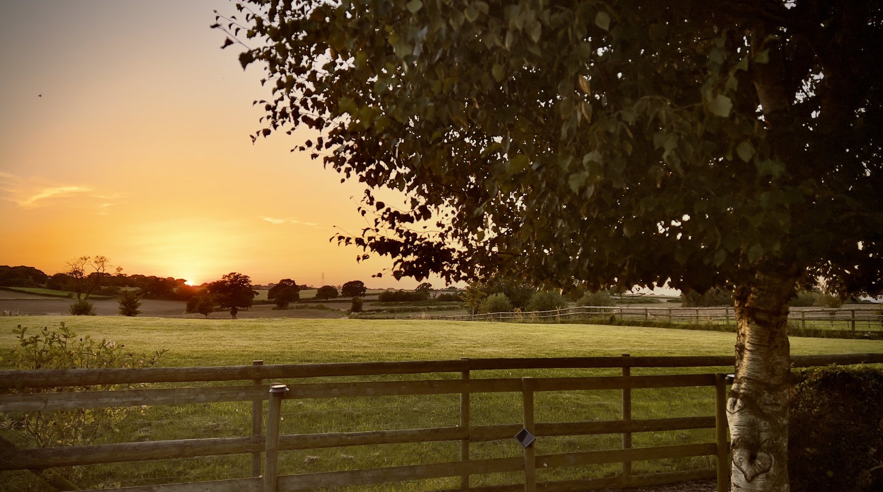 Sunset over the fields at Paws & Pixels